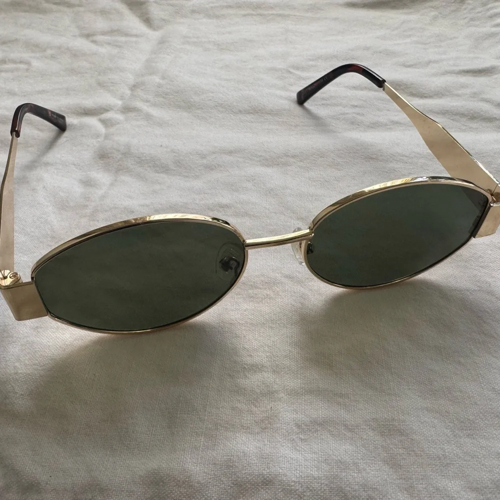 Anthropologie Gold Frame Sunglasses with Dark Green Lenses